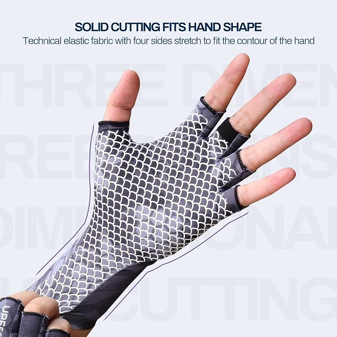 Fly Fishing Gloves Men Sun Sleeves Fingerless UPF Camo Quick-Drying UV Sun Protection for Kayak Rowing Adults Women