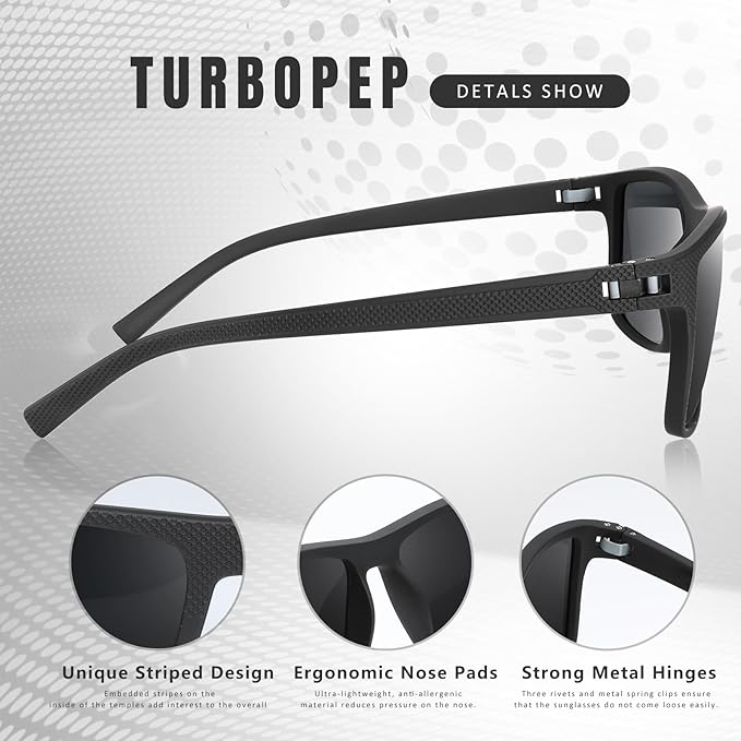 Square Polarized Sunglasses for Men and Women Lightweight Frame Sun Glasses with UV Protection