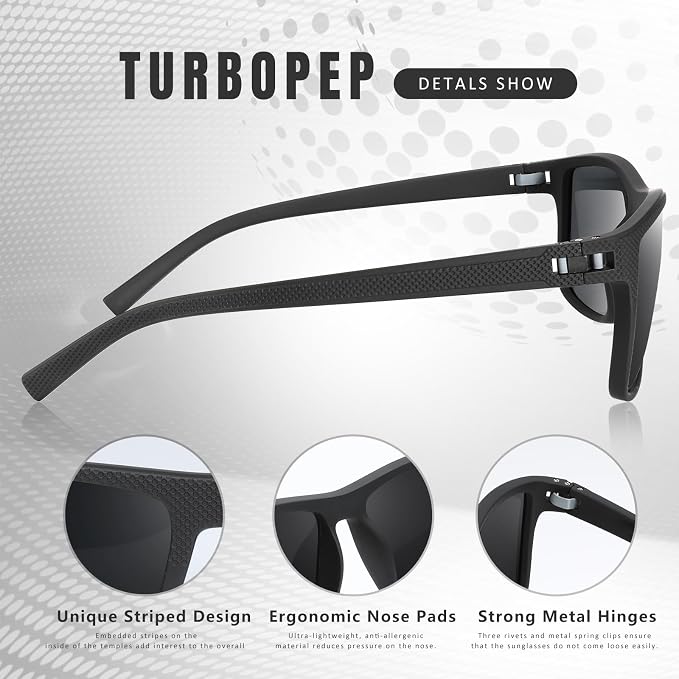 Square Polarized Sunglasses for Men and Women Lightweight Frame Sun Glasses with UV Protection