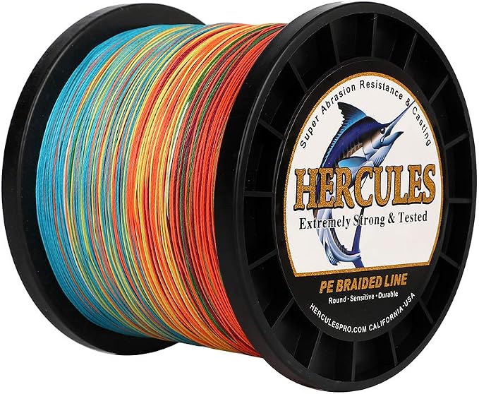 HERCULES Cost-Effective Super Strong 4 Strands Braided Fishing Line 6LB to 100LB Test for Salt-Water, 109/328 / 547/1094 Yards (100M / 300M / 500M / 1000M), Diam# 0.08MM - 0.55MM, Hi-Grade