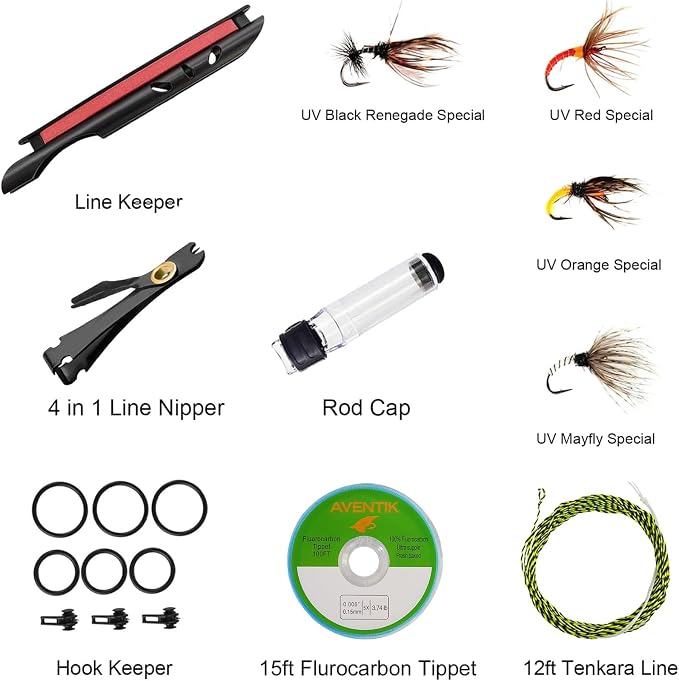 Aventik FreshStart Tenkara Rod in 7ft/8ft,Action 7:3 Complete Beginner Tenkara Rod Kit, 24T Carbon Fiber, Easy to Cast Flexible Durable Lightweight and Compact