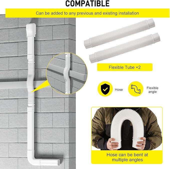 DWALE 4" 17Ft PVC Decorative Line Set Cover Kit, Mini Split line Set Cover,for Ductless Mini Split Air Conditioner and Central AC and Heat Pumps