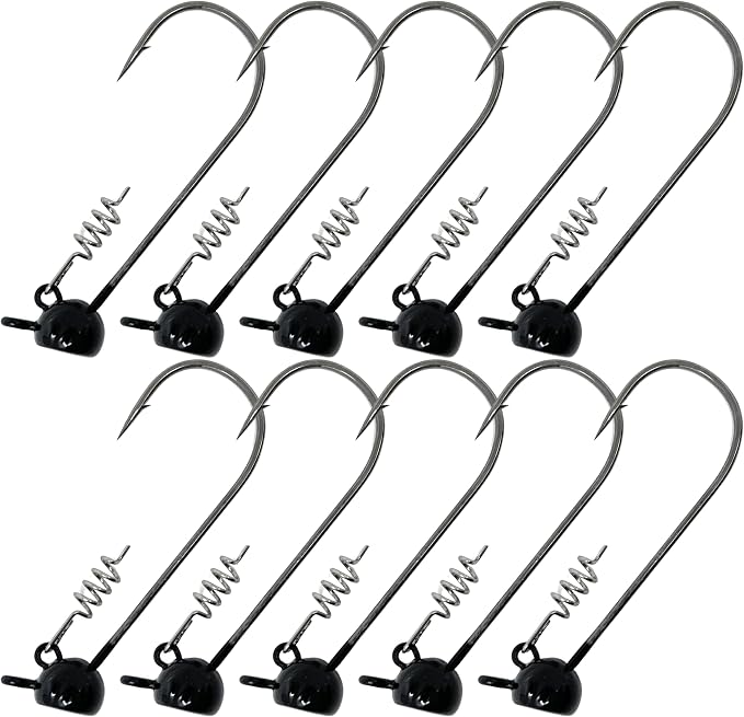 Reaction Tackle Stand-Up Shaky Head Jigs- for Bass Fishing with Size Stamped on Jig Heads (10-Pack)