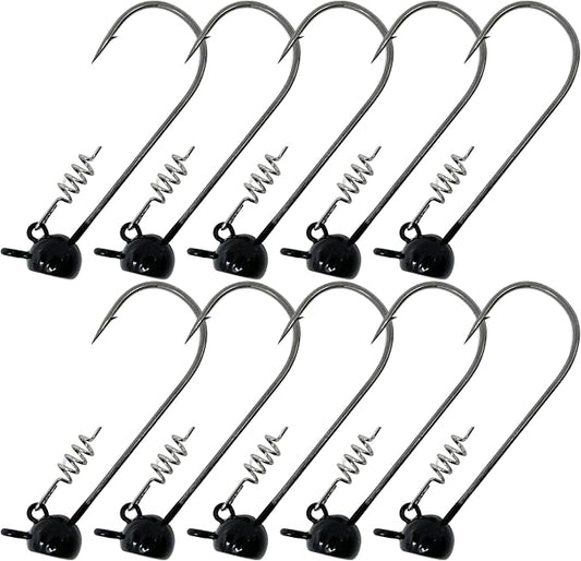 Reaction Tackle Stand-Up Shaky Head Jigs- for Bass Fishing with Size Stamped on Jig Heads (10-Pack)