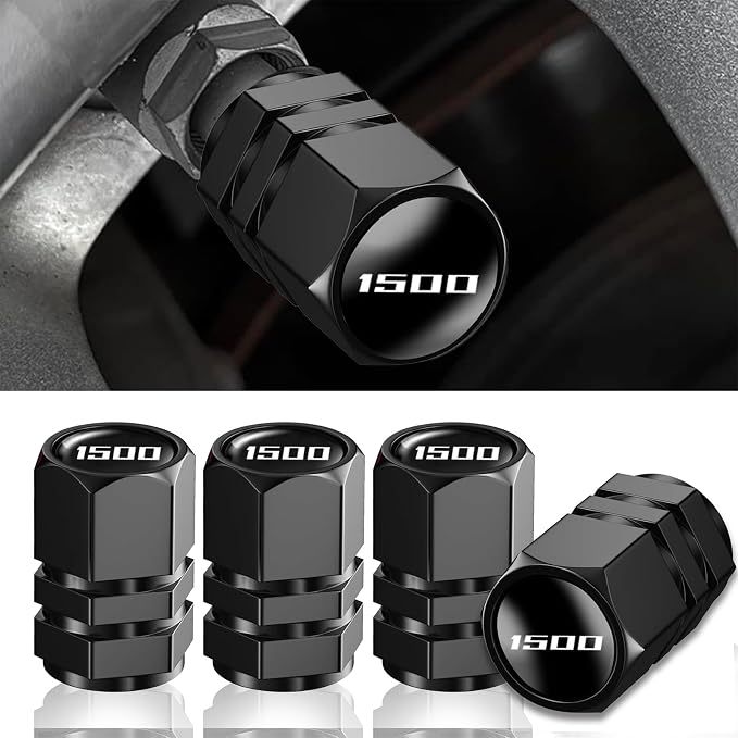 Aluminum 4pcs Tire Valve Cap Cover Set Compatible with Ram 1500 Tire Valve Stem caps fiit for Ram 1500 Car Accessories Decor. (Black-for-15-00)