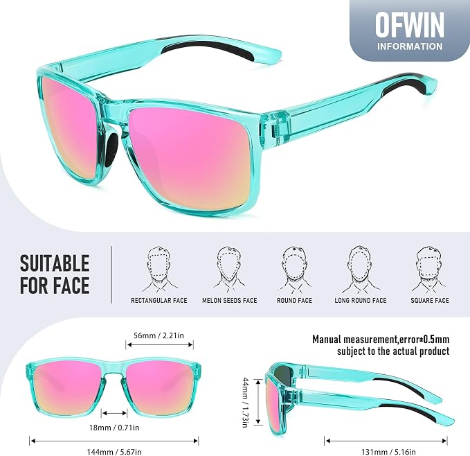 Sports Polarized Sunglasses for Men Women UV Protection Unbreakable Driving Running Fishing Hiking Sun Glasses