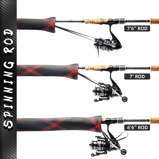 SF Fishing Rod Sock Fishing Rod Sleeve Rod Cover Braided Mesh Rod Protector Pole Gloves Fishing Tools for Spinning Fishing Rod,Casting Rod,Musky Rod, Ice Rod, Fly Rod, Spey Rod