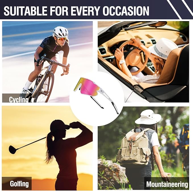 DUCO Polarized Sports Sunglasses for Men Women: UV400 Protection 24g Wrap Around Glasses for Baseball Running Hiking DC0023