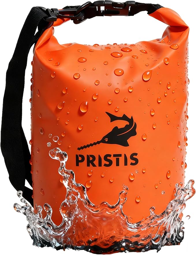 Pristis Waterproof Dry Bag, 5L Lightweight Floating Kayak Storage Backpack for Men Women, Durable Outdoor Roll Top Dry Sack Gear Accessory for Kayaking Fishing Rafting Beach Camping, Orange