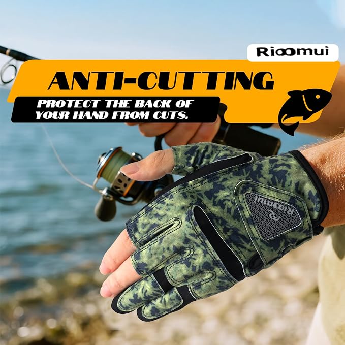 3-Cuts Fishing Gloves Men, Lightweight Breathable Anti-Slip Kayak Gloves Women for Kayaking, Sailing,Paddling,Rowing Enhanced Grip and Comfort