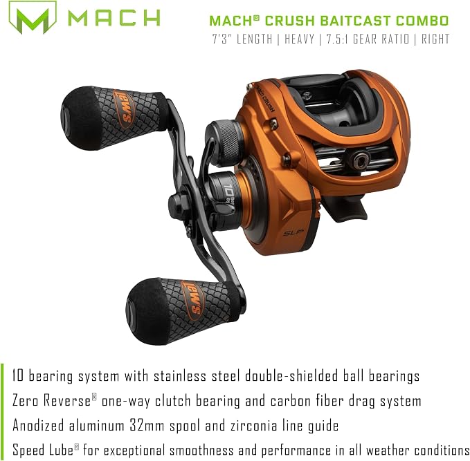 Lew’s MACH Crush Baitcast Reel & Fishing Rod Combo