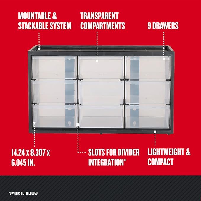 CRAFTSMAN Storage Organizer Bin System, 9 Compartment, Plastic (CMST40709) (Pack of 2)
