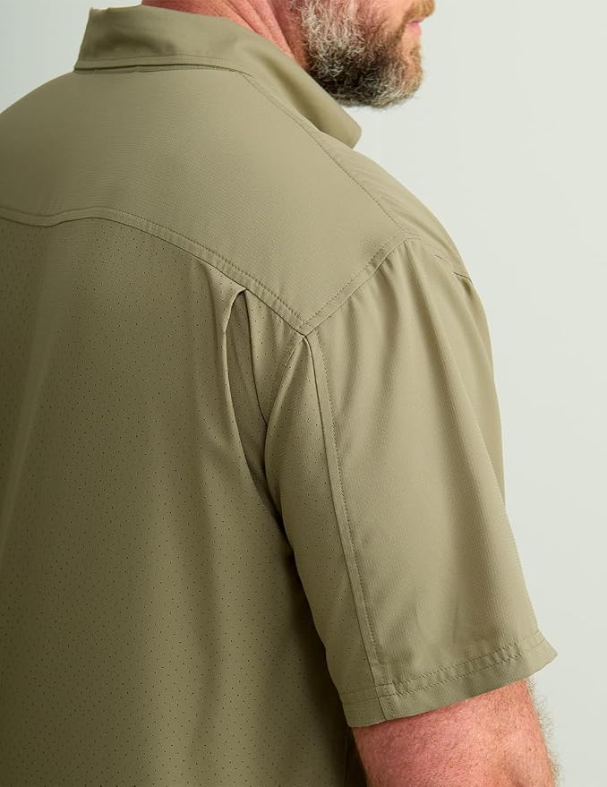 HUK Men's Tide Point Kc Scott Original Artwork Short Sleeve Shirt, Fishing Button Down