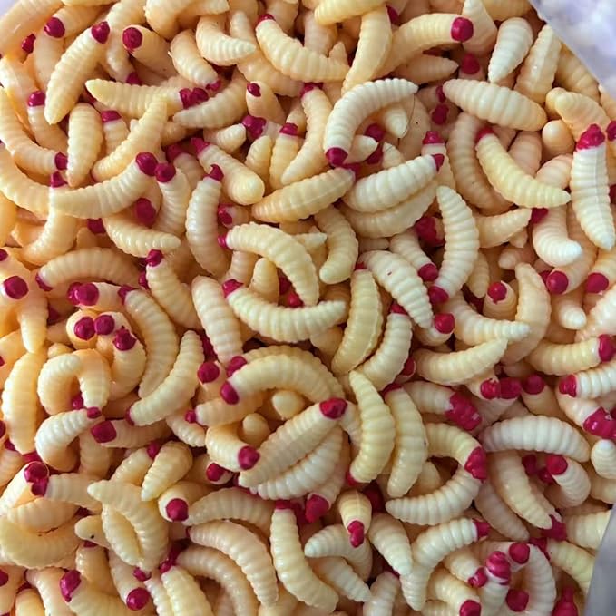 200pcs Realistic Soft Plastic baits, Soft Artificial Bread Worm Bait, Fake Maggot Fake Worms Bait, Suitable for Artificial Bread Worm baits of red Fish and sea bass