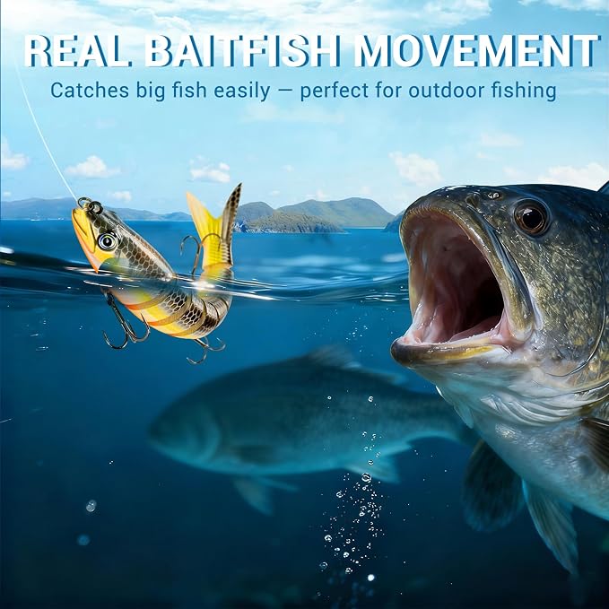 Keenjorika Fishing Lures Multi Jointed Fish Fishing Kits, Slow-Sinking Lifelike Segmented Swimbait Crankbaits, Realistic Swimming Action for Bass, Trout, Pike & Walleye, Freshwater and Saltwater