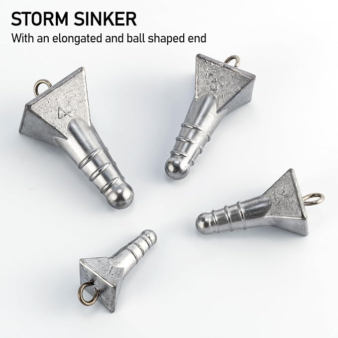 Dr.Fish 5 Pack Storm Sinker Pyramid Hatteras Surf Fishing Lead Weight Saltwater Beach Casting Sea Bottom Holder Inshore
