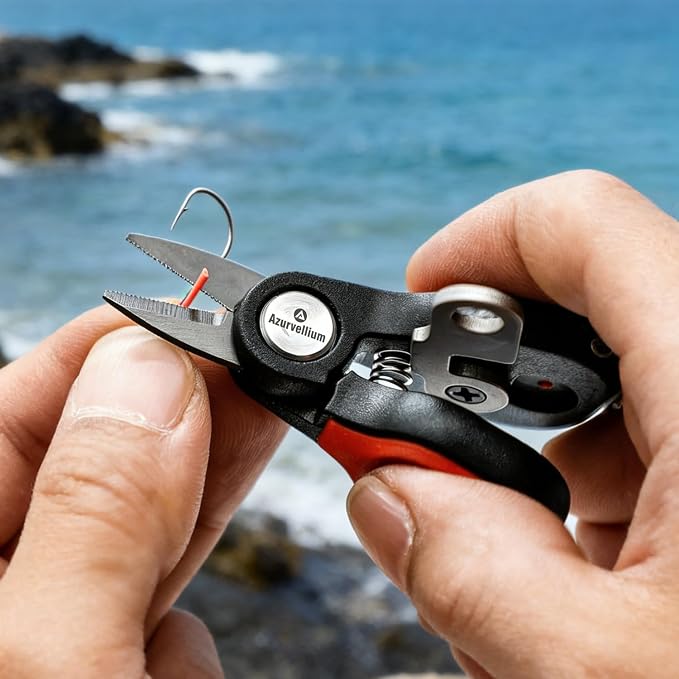 Mini Fishing Scissors with Gentle-Return Zinger, Rust-Resistant Braided Line Cutter, Compact Stainless Steel Snips, Smooth Lock for Saltwater