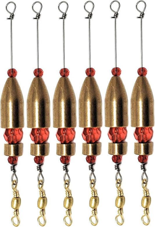 Reaction Tackle Carolina Rigs for Bass Fishing- Freshwater Saltwater - Brass Pre Rigged Kit- Fishing Weights Barrel Sinkers 6-Pack