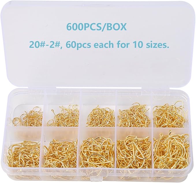 Dyxssm Small Fishing Hooks for Freshwater, 1000pcs 600pcs 400pcs Trout Fish Hook Set, 10 Sizes #2-#20