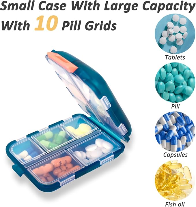 2 Pcs Travel Pill Organizer with Labels, Portable Travel Medicine Daily Pill Container Organizer 7 Day Pill Case Storage Vitamin Fish Oil (White & Red, 320 Medicine Lables)