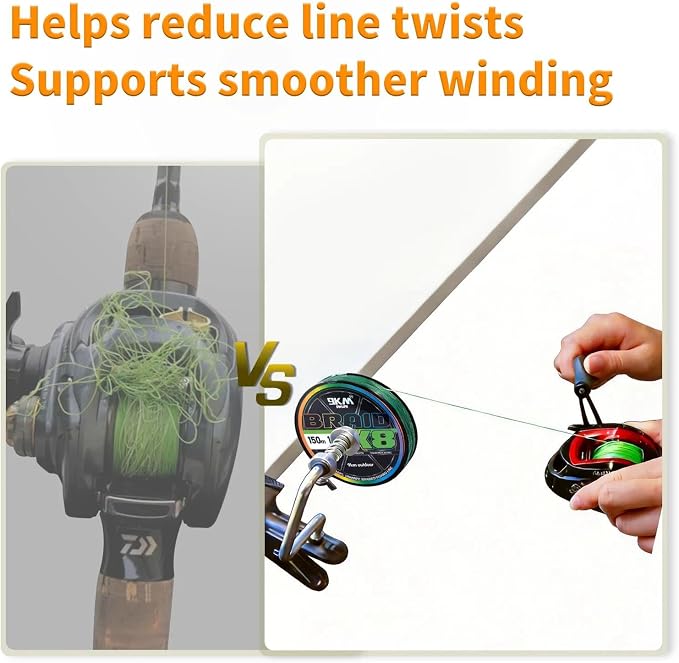 9KM DWLIFE Fishing Line Spooler Portable Fishing Line Winder Machine with Adjustable Tension Control, No Line Twist Spooling Station for Spinning Reel Baitcasting Reel Spincast Reel, Aluminum Alloy