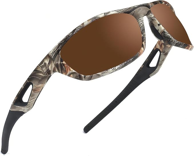 Camo Polarized Wrap-around Sport Sunglasses for Men Women UV400 Driving Fishing Hunting Sun Glasses