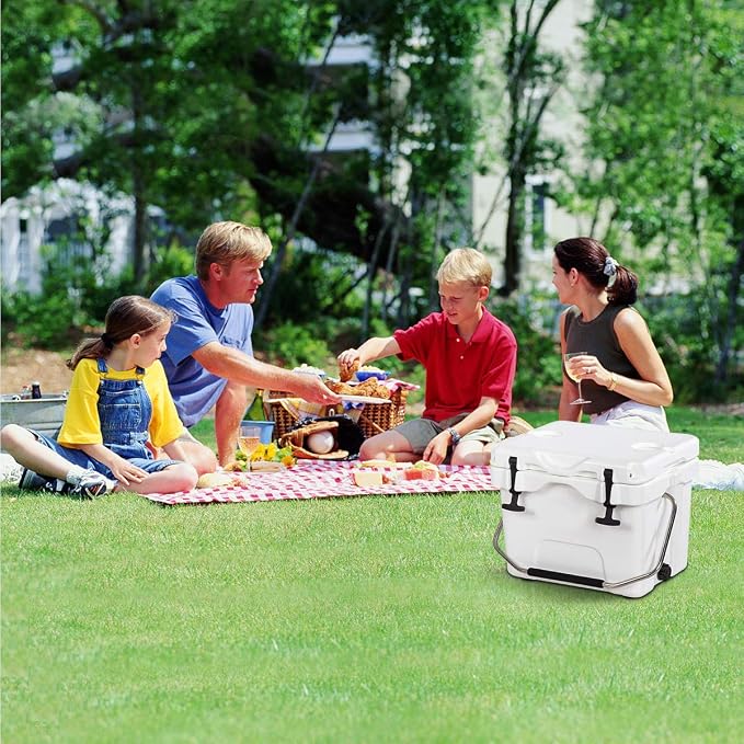 Goplus 16 Quart Cooler, 24-Can Capacity Ice Chest with 2 Cup Holders, 3-5 Days Ice Retention, Portable Insulated Ice Box for Camping, Fishing Outdoor Activities