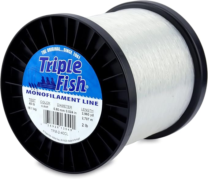 Triple Fish Monofilament Fishing Line - Strong Clear Pink Camo Color for Trolling, Bottom Fishing, Casting Main Line Catfish, Bass