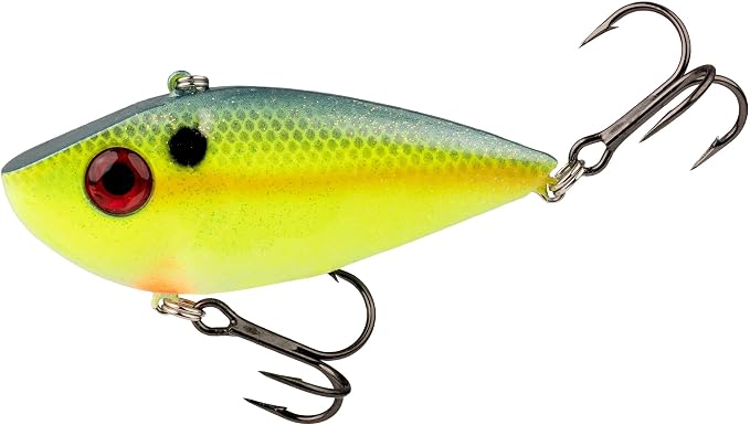 Strike King Red Eyed Shad Fishing Lure, Lipless Crankbait, Free-Floating Internal Rattles, 3D Eyes, Premium Size 3 Treble Hooks, Sinking