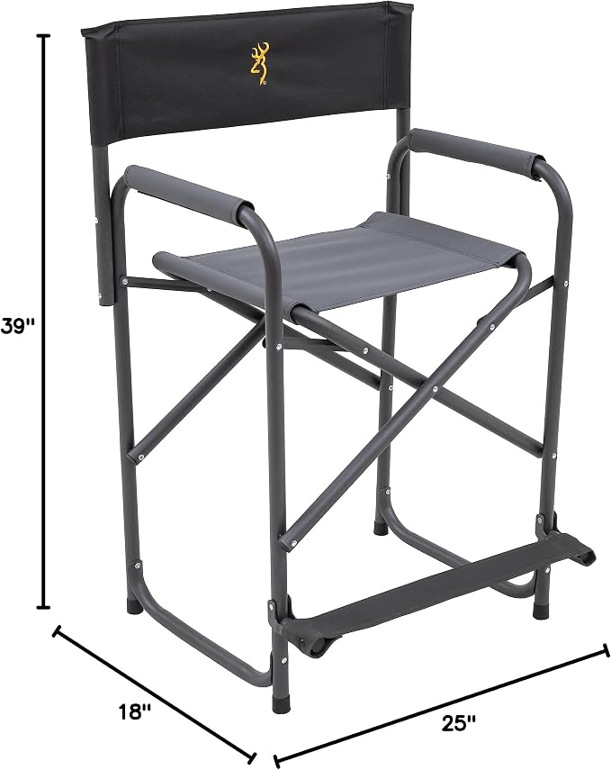 Browning Directors Chair - Outdoor Folding Chairs Made with Durable Fabric and Sturdy Aluminum/Steel Frame, with Extra Tall Seat and Flip-Down Footrest