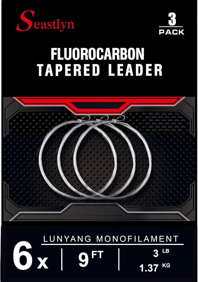 3 Packs Pre-Tied Loop Fly Fishing Tapered Leader Fluorocarbon 7.5FT 9FT 12FT 0X 1X 2X 3X 4X 5X 6X 7X 8LB-26LB