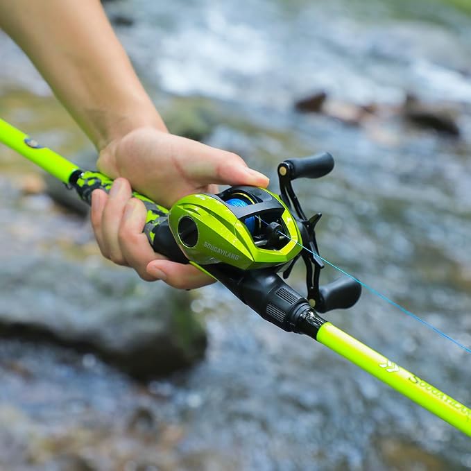 Sougayilang Baitcaster Combo – IM7 Graphite M/MH 2-Piece Travel Rod, 6.3:1 High-Speed Reel,18LB Drag for Bass, Catfish, Trout, Panfish