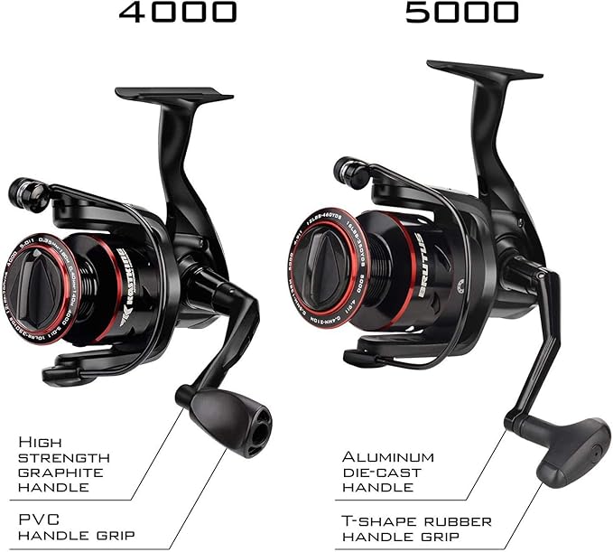 KastKing Brutus Spinning Reel, Freshwater Spinning Fishing Reels, Graphite Frame, CNC Aluminum Spool, 5.2:1 Gear Ratio, 4+1 Ball Bearings