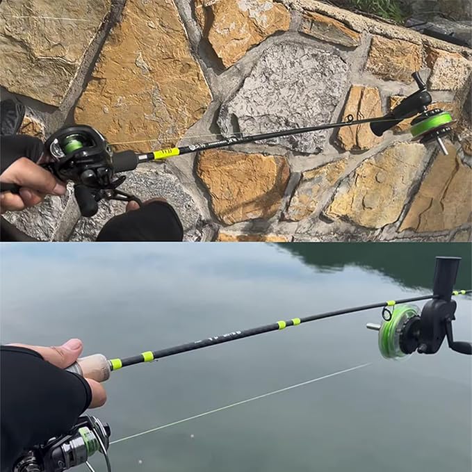 Black Pig-Shaped Fishing Line Winder Spooler, All-in-One Portable Fishing Reel Spooling Station for Spinning, Casting Reels, Clamp-on Rod or Desk Mount, Anti-Twist, Multi-Function,