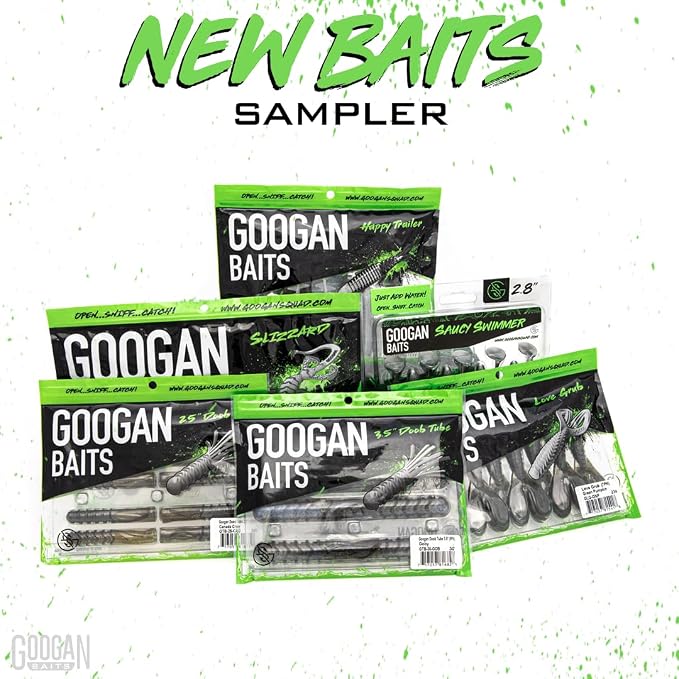Googan Squad Soft Plastic Baits Sampler Kits – Bass Fishing Lure Bundles for Freshwater & Saltwater – Includes Bandito Bug, Blazin’ Worm, Slizzard Lizard & More