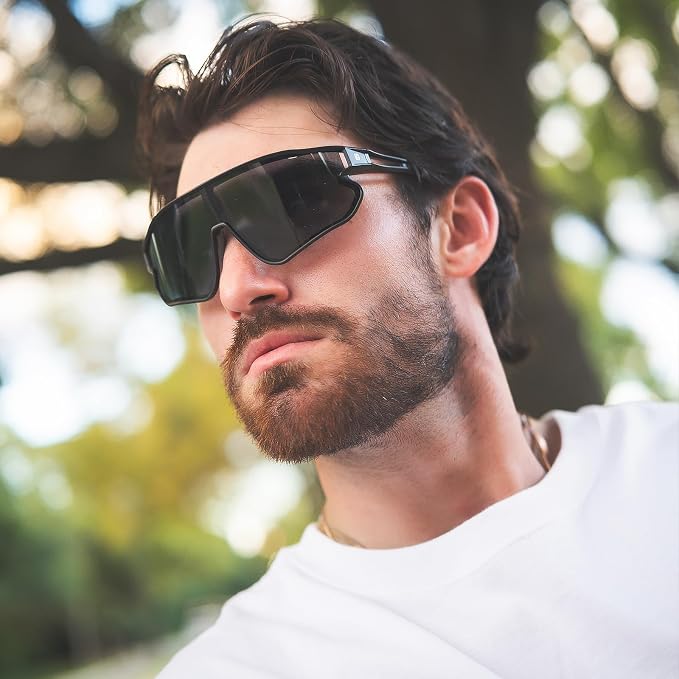 DUCO Polarized Sports Sunglasses for Men Women: UV400 Protection 24g Wrap Around Glasses for Baseball Running Hiking DC0023