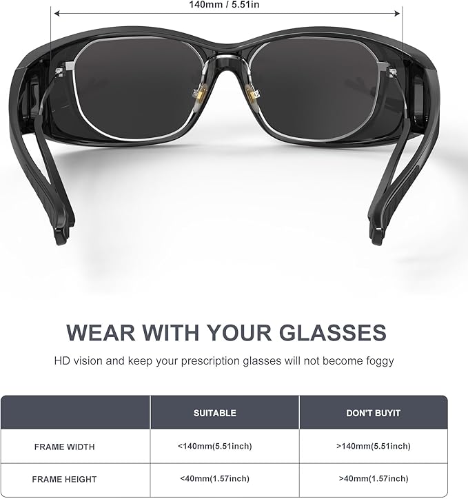 KALIYADI Polarized Sunglasses-Men Women Fit-Over-Glasses: Wrap Around Womens Sunglasses with UV400 for Driving Fishing Golf