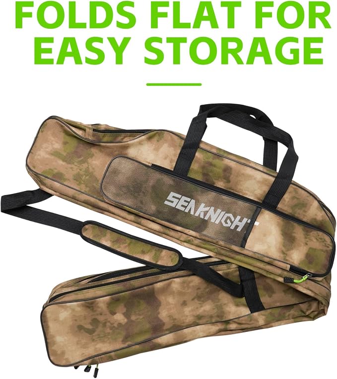 Seaknight Portable Fishing Rod Case - 2 Sizes (53.15in/59.0in) Oxford Fabric Tackle Storage Bag for Travel, Durable Rod Carrier for Freshwater & Saltwater Anglers (Yellow Camou, 150cm/ 59.0in)