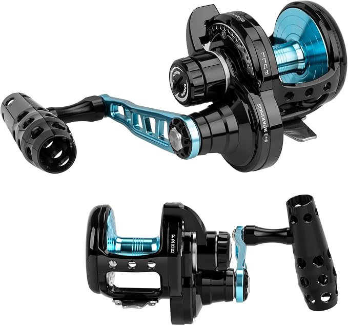 THKFISH Slow Pitch Jigging Reel, 55lbs Max Drag 6.3:1,9+2 Stainless BB Lever Drag Saltwater Heavy Duty Trolling Reel Slow Jigging Reel Saltwater Fishing