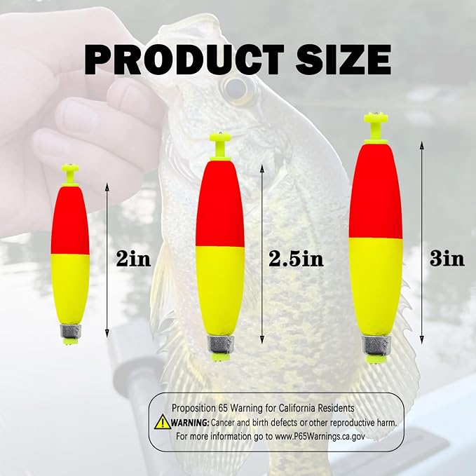12 Pcs Fishing Bobbers Floats,Snap-on Fishing Bobber Fishing Float Corks Weighted Bobbers for Fishing Crappie Panfish Bluegill Trout