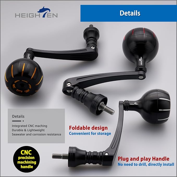 HEIGHTEN Fishing Reel Handle for Penn Spinfisher VI/Slammer III IV/Battle II III DX/Pursuit III IV/Fierce II III