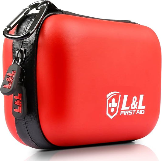 Emergency Kit 120 Piece Travel Car Survival Gear First Aid Kit,Waterproof Emergency Mini First Aid Kits,Portable Small First Aid Kit for Survival Car Travel Office Camping Sports Hiking (Red)