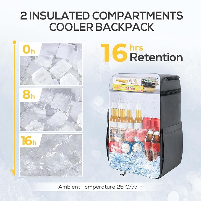 TOURIT Insulated Backpack Cooler: 30 Cans Waterproof Leakproof Soft Cooler Bag Beach Travel Picnic Camping
