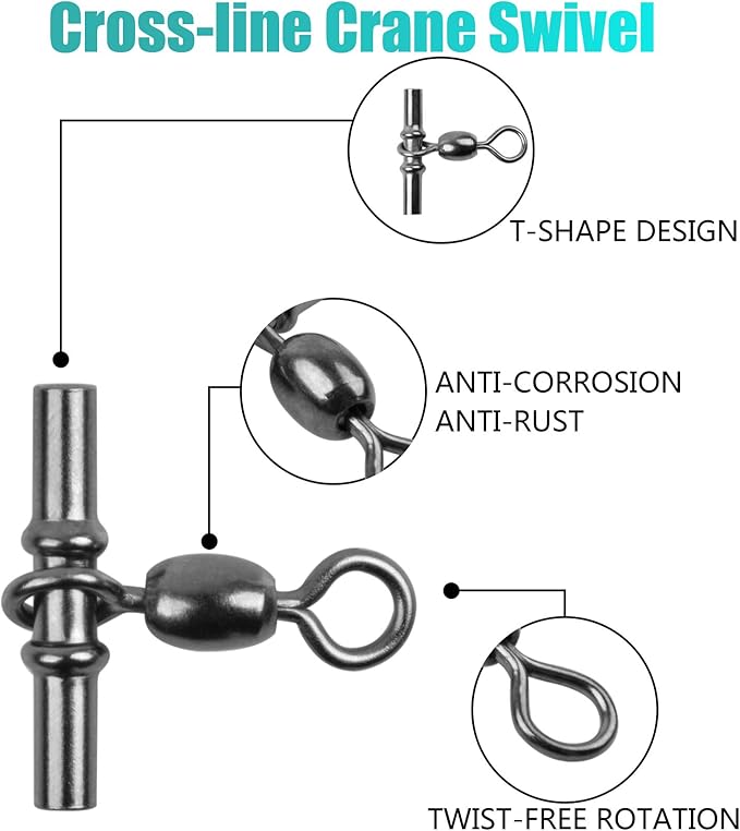 Sleeve Swivels Fishing Cross Line Swivels 3 Way Swivels Fishing Three Way Crimp Swivel Heavy Duty Brass Triple Swivels Saltwater Fishing Tackle