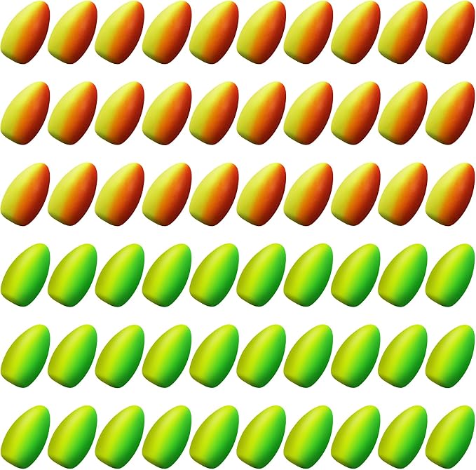 Skylety 60 Pieces Foam Floats Bullet Fishing Foam Snell Floats Pompano Rigs Oval Fly Fishing Strike Indicators for Trout Catfish Walleye