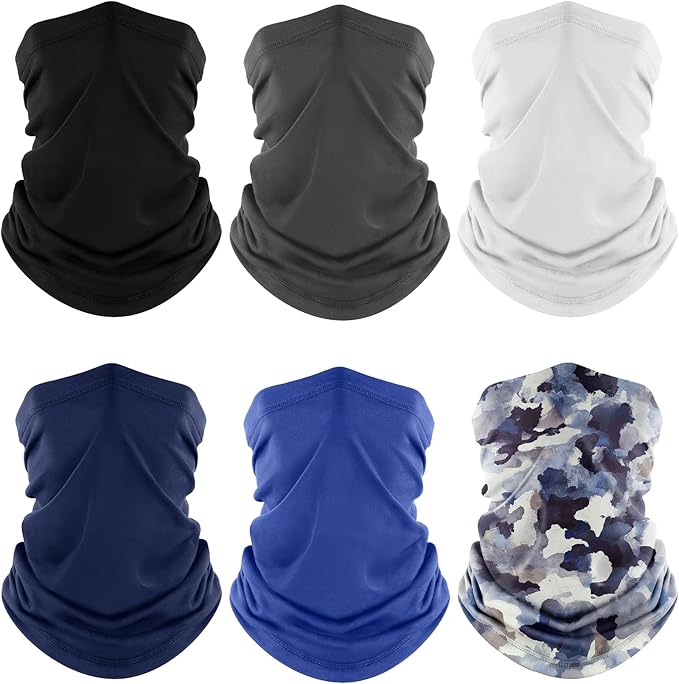 Fuinloth Neck Gaiter, 6 Pack Cooling UV Protection Bandana Face Mask Gator Scarf for Men Women