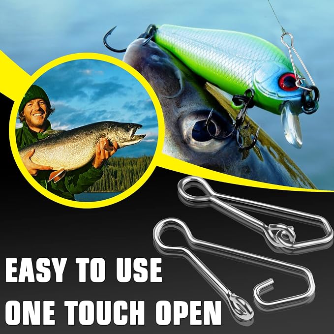 AMYSPORTS Line Connector Fishing Snap Stainless High Strength Snaps Swivels Saltwater Quick Change Fishing Snap Clip Freshwater