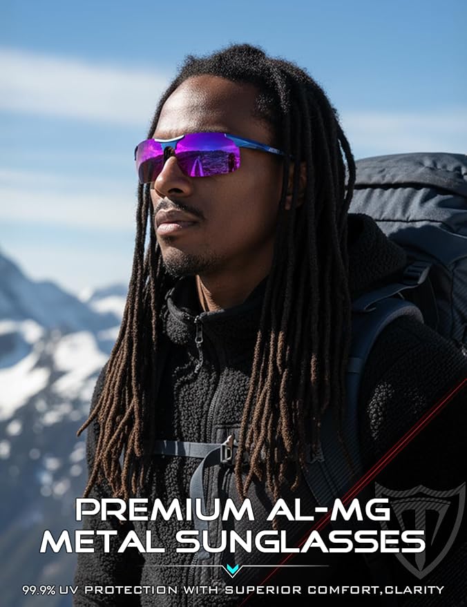 ATTCL 0.9 oz Polarized Sunglasses Men Sports: UV Protection Anti Glare Wrap Around Lightweight Metal Fishing Golf Running