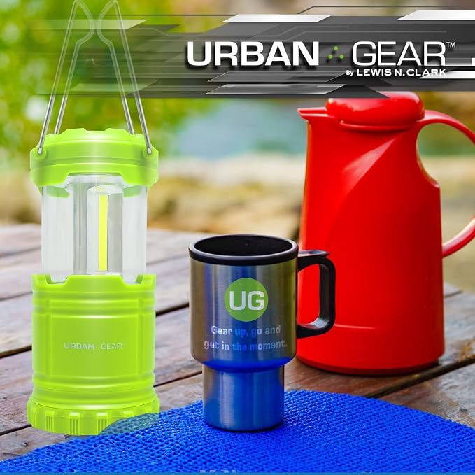 Lewis N. Clark Collapsible Camping Lantern | LED Portable Lantern for Indoor or Outdoor Use | Waterproof Lamp with Batteries Included | for Camping, Backpacking, Hiking, or Power Outage | Green