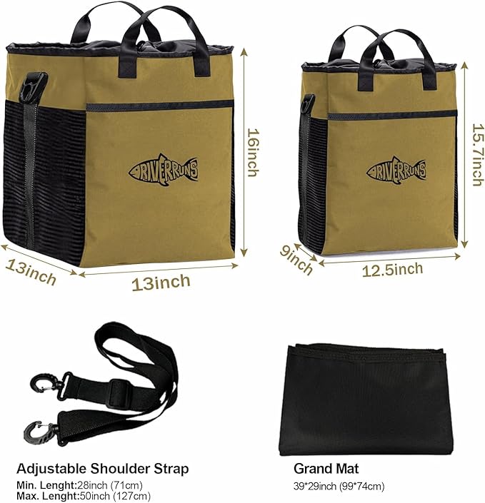 Riverruns Fishing Hunting Wader Bag with Vented Mesh, Waders Boots Bag, Fly Fish Storage Bag for Fishing, Hiking, Camping